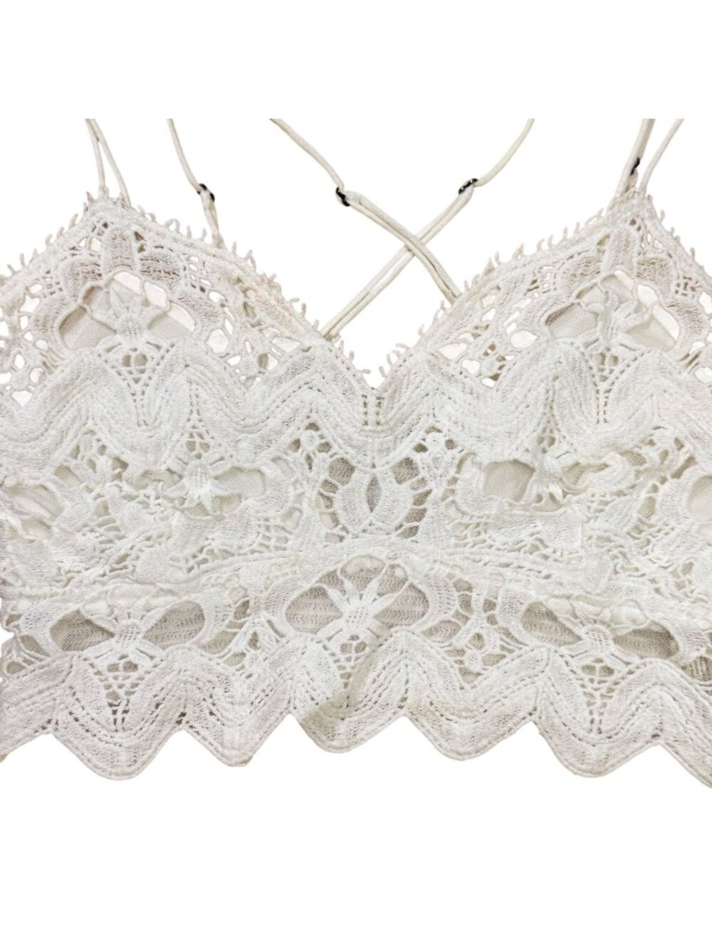 Free People FP One Women’s White Lace Crochet Bralette Cami Top Size Small - Picture 2 of 9